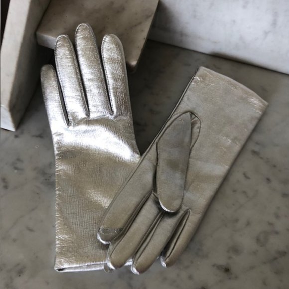 Lands' End Accessories Lands End Silver Metallic Leather Cashmere